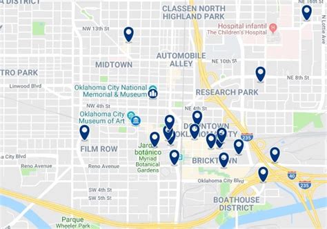 okc hotels downtown map